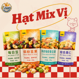 Hạt Mix Vị Fchips thơm ngon, giòn bùi với nhiều loại hạt hấp dẫn. Snack ăn vặt tiện lợi, giàu dinh dưỡng, phù hợp mang đi học, đi làm và du lịch.