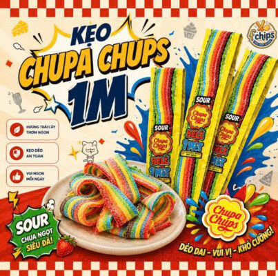 chupa chups 1 mét cầu vồng hương trái cây