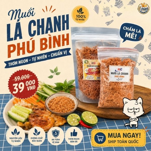 Muối Lá Chanh Phú Bình – gia vị ăn vặt ngon, sạch, tiện lợi và được nhiều khách hàng yêu thích.