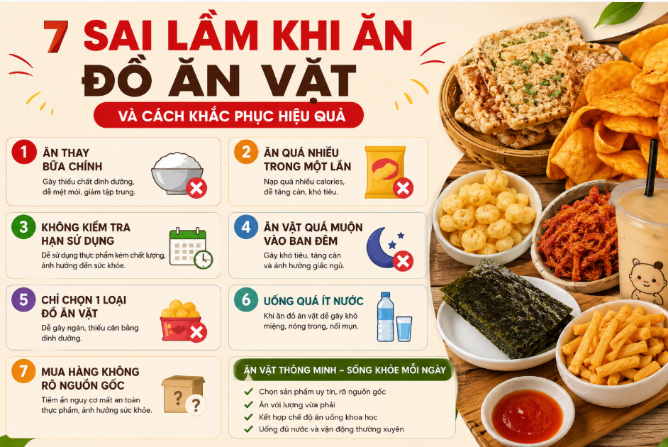 Biết và tránh những sai lầm khi ăn đồ ăn vặt là cách đơn giản để bảo vệ sức khỏe mà vẫn tận hưởng trọn vẹn hương vị yêu thích