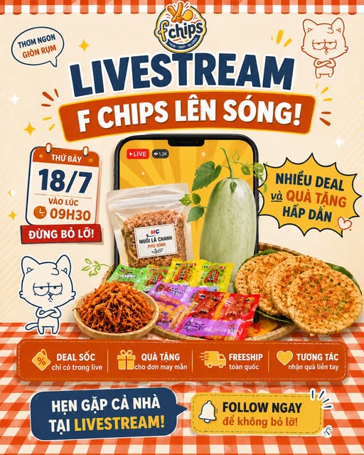 Tham gia Livestream F Chips để săn deal độc quyền và nhận quà hấp dẫn!