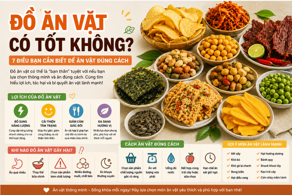 Đồ ăn vặt có tốt không? Câu trả lời là có, nếu bạn lựa chọn đúng sản phẩm và sử dụng với lượng hợp lý
